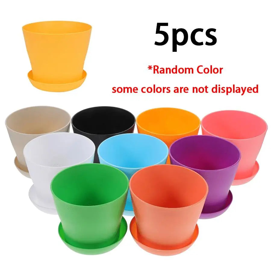 5/10/12Pcs Plastic Plant Pots with Trays, Small Nursery Planters for Succulent Cactus Desktop Decor XJM