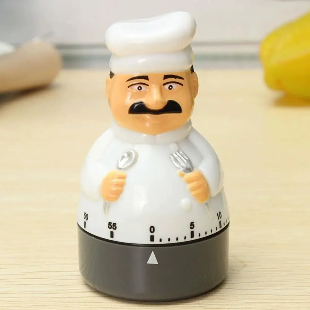 Kitchen Timer Mechanical 60 Minute Chef Shape Wind Up Alarm Clock Baking Cooking Reminder Table Student Study Tool ﻿