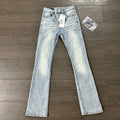 Cleanfit American Style High Street Vibe Distressed Slim Fit Bell Bottom Jeans Men Women Black Grey 517 Denim Pants Autumn