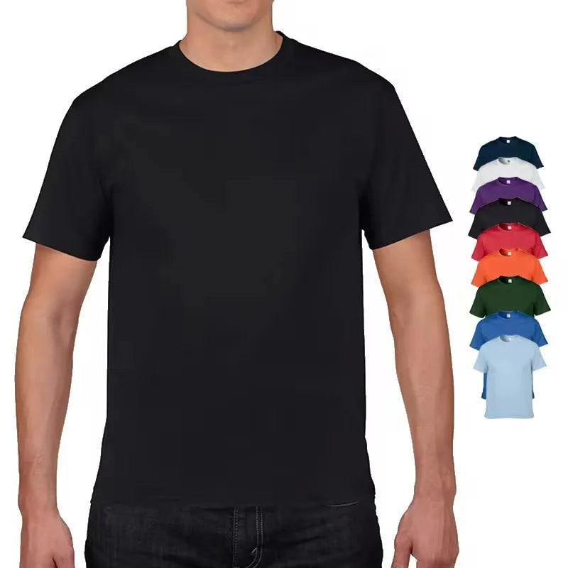 Men's T-shirt - 100% Pure Cotton, Round-Neck, Short-Sleeved, High-Quality, Loose-Fitting, Casual, Solid Color, Custom Printed An