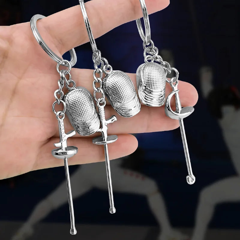 Fencing Keychains Sports Keychain for Key Swords Jewelry for Man