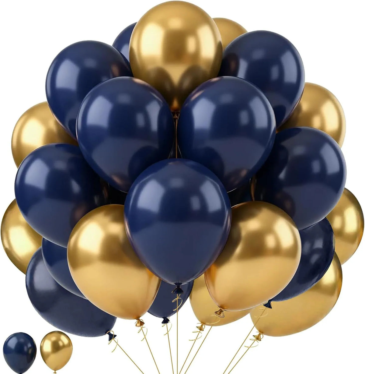 40Pcs Navy Blue and Gold Balloons Metallic Gold balloons for Anniversary Wedding New Year Birthday Party Graduation Decorations