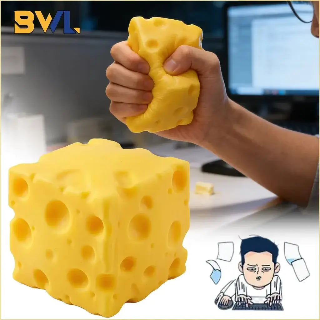 Juguete antiestrés con forma de queso amarillo, elaborado con material de silicona blanda, con forma de queso, con orificios.