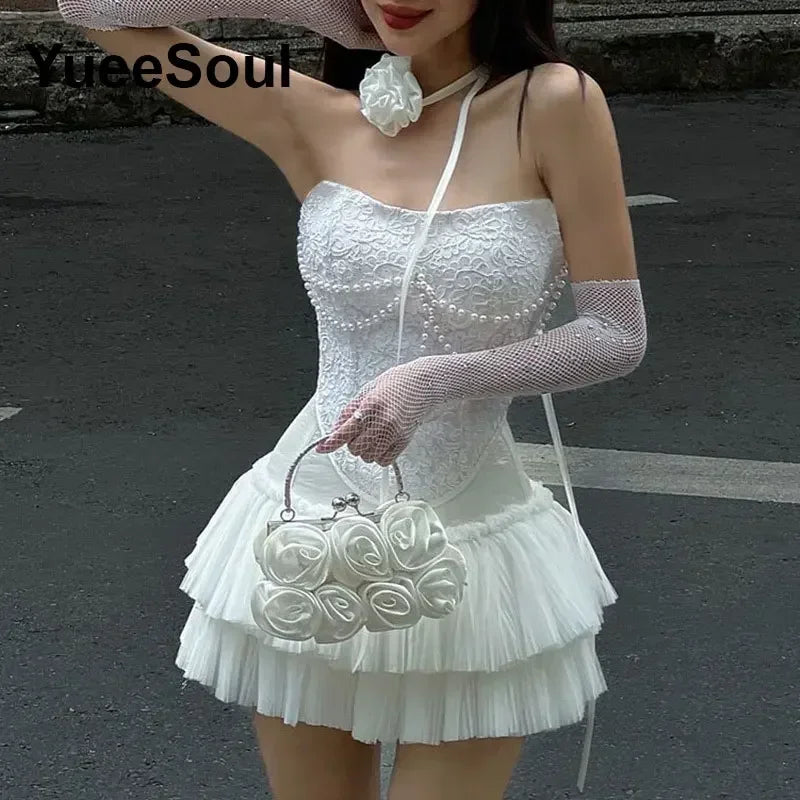 Sets for Women 2 Pieces Crop Tops Mini Skirts Y2K Outfit 2025 New Sweet Cute High Street Sexy Party Beach Women's Two Pieces Set