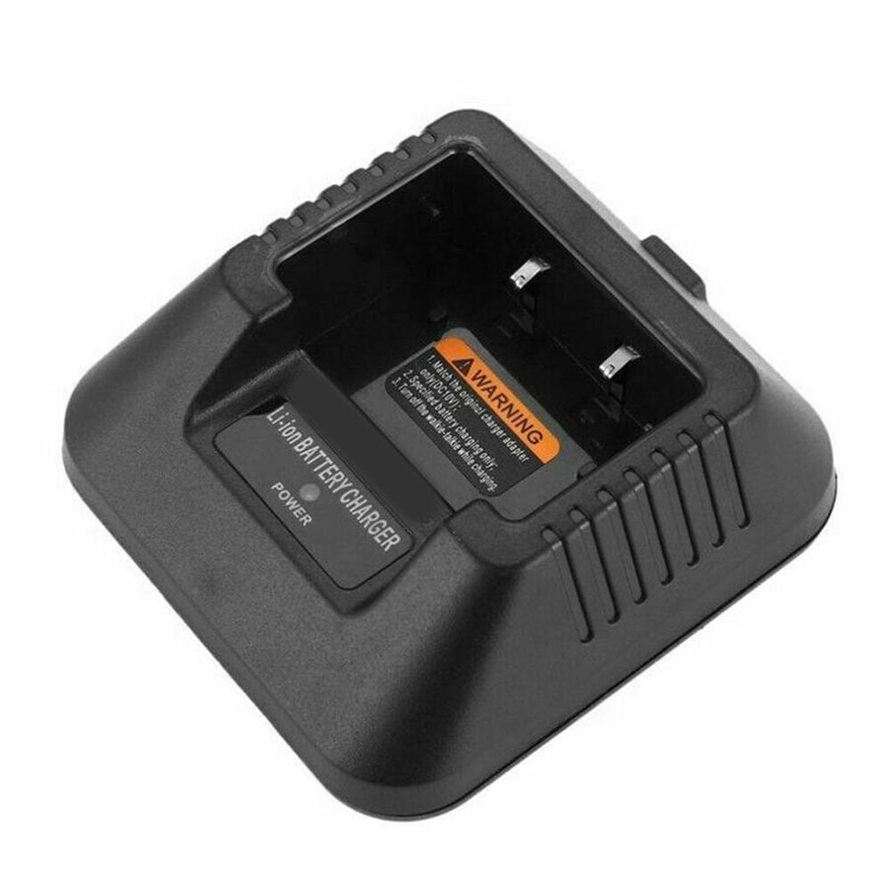 Ladegerät-Basis aus schwarzem Kunststoff für UV-5R mit strukturierter Oberfläche und orangefarbenem Warnhinweis, für Baofeng-Funkgeräte-Akkus