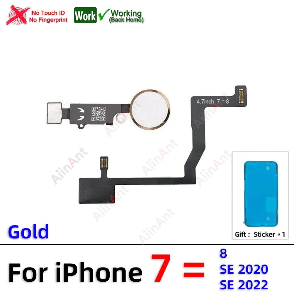 Waterproof Sticker + Flex For iPhone 7 8 6 6s Plus SE 2020 2022 2 3 Return Back Home Button Flex Cable Phone Parts
