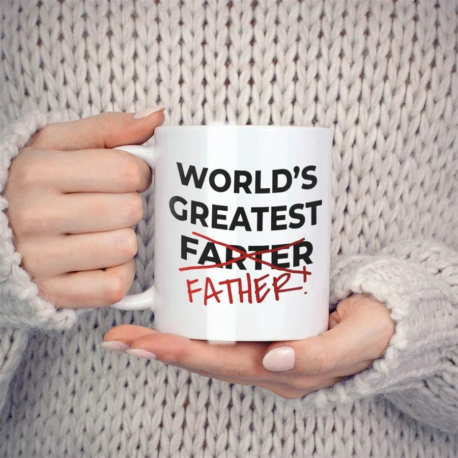 Fathers Day Mugs For Best Farter Ever from Son Daughter Kids Birthday Gifts Novelty Coffee Ceramic Tea Cups White 11 oz