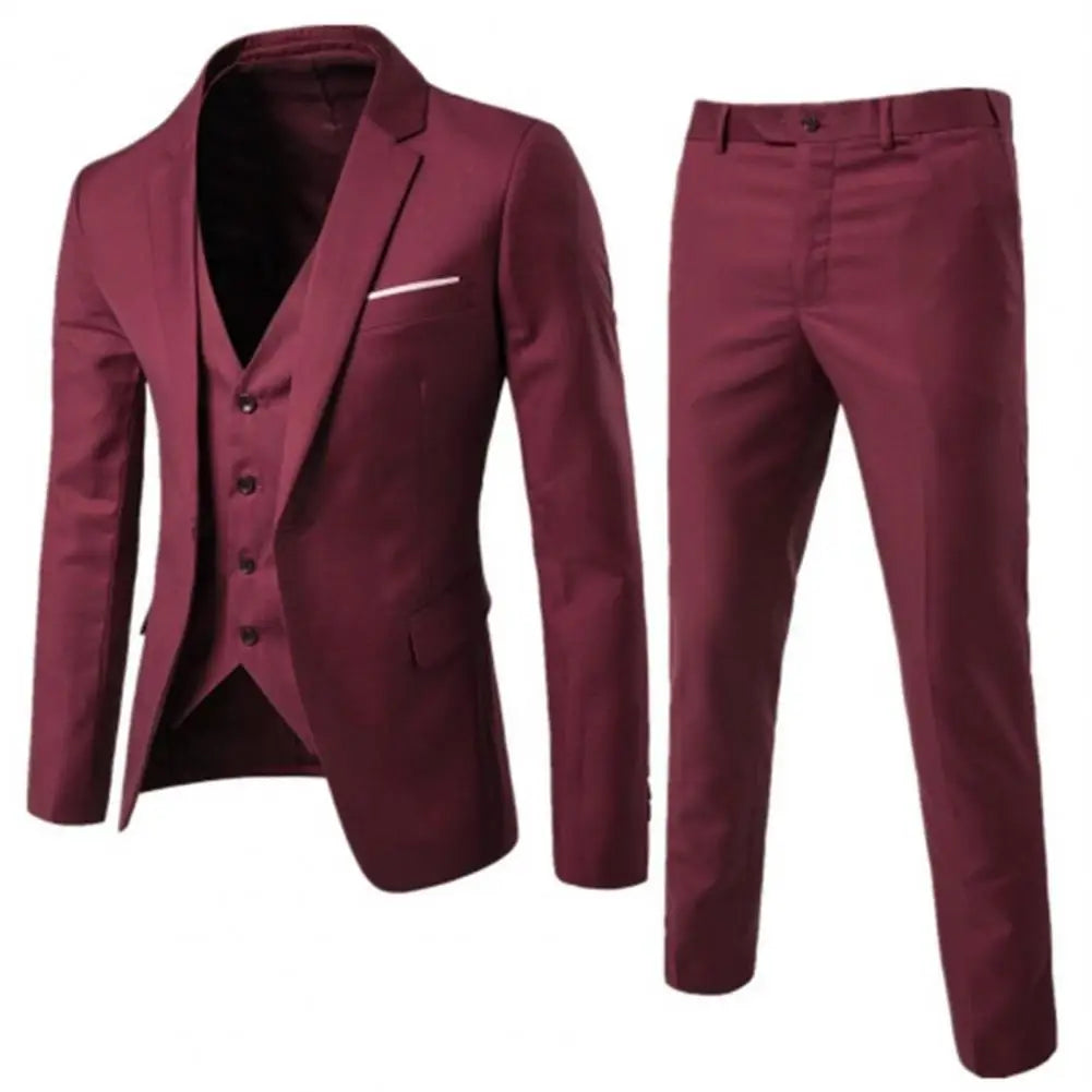 Men Blazers 3Pieces Sets Wedding Formal Elegant Business Luxury Full Vest Pants Coats Classic Jackets Suit Coat Blazers Trousers