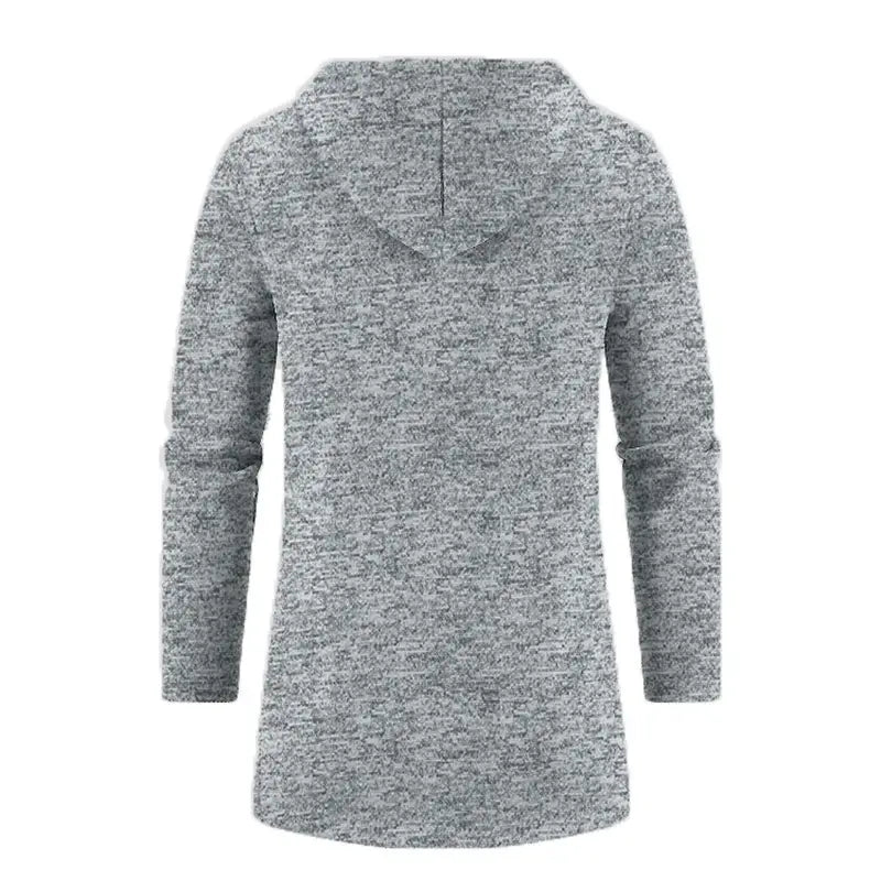 Sudadera con cremallera extragrande para hombre en gris jaspeado (heather gray) con ajuste relajado, mangas largas, puños acanalados y capucha.