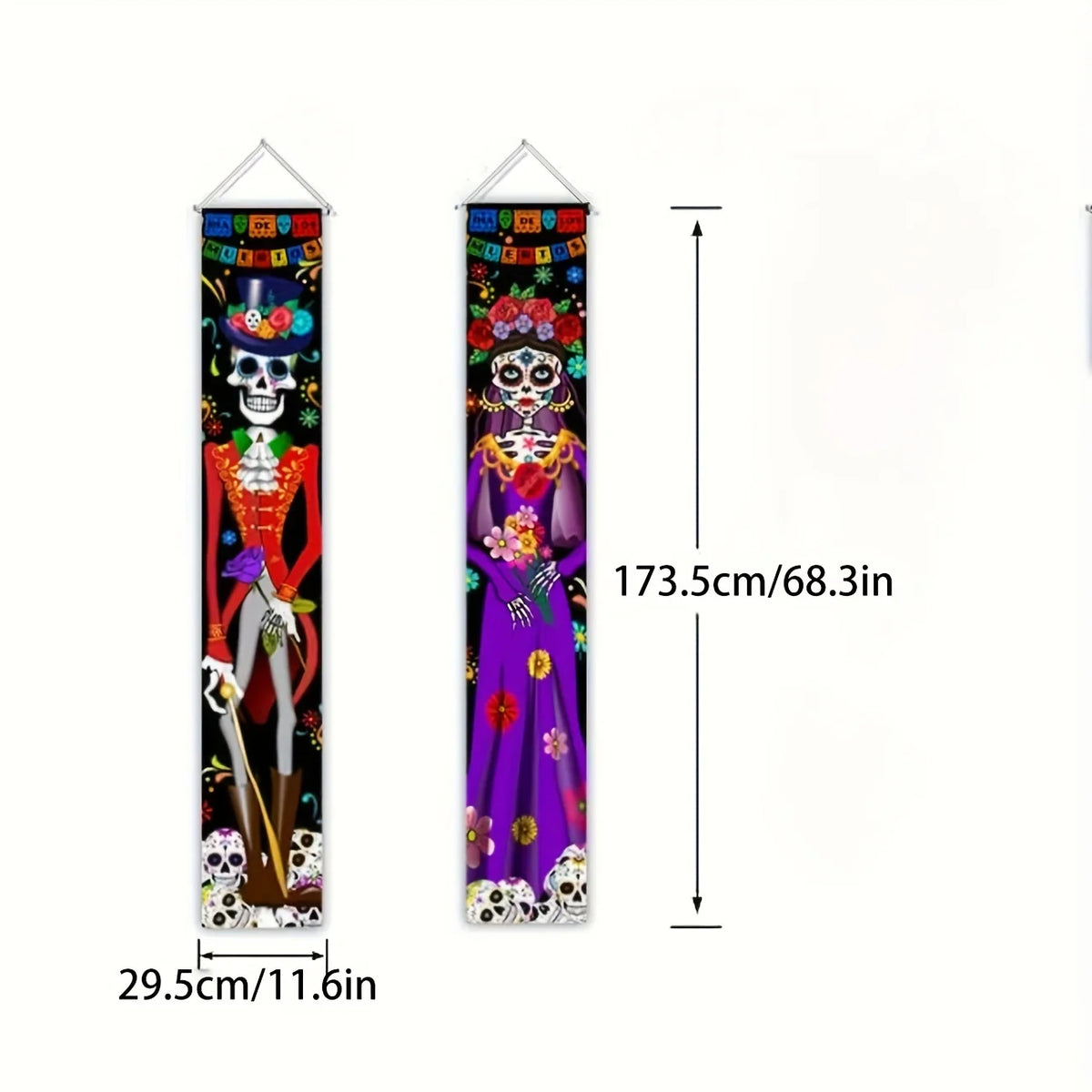 Day of The Dead Decorations Dia De Los Muertos Decor Mexican Fiesta Sugar Skull Flowers Deocrations Hanging Wall Door Banner