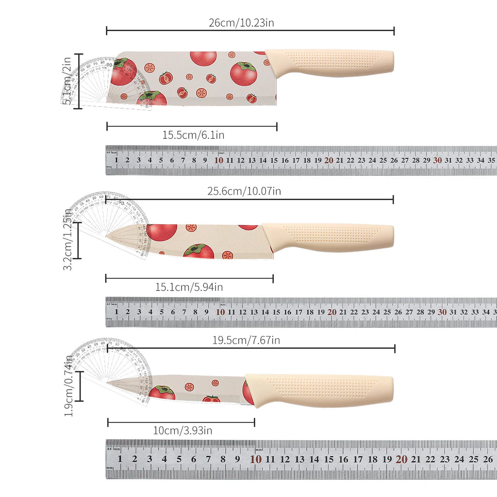 Kitchen Knife Set: Professional Small Kitchen Knife, Chef's Knife, Vegetable and Fruit Knife, Colorful Cooking Tools, Including