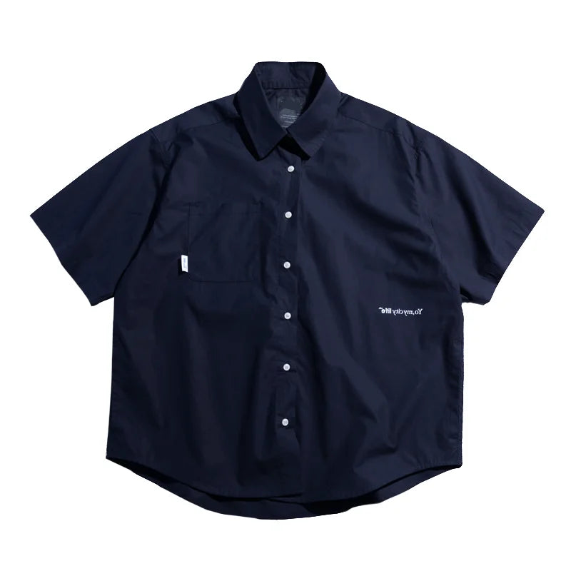 Summer New Style Retro Japanese Short Sleeve Shirt Loose Casual Versatile Half Sleeve Shirt for Men And Women Cityboy Workwear