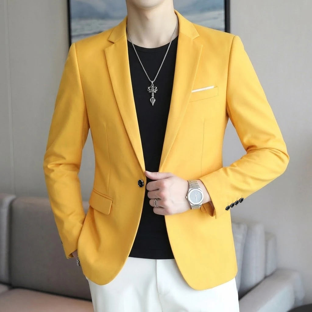Men's Slim Fit Blazer 18 Colors Casual Business Suit Jacket One Button Notched Lapel Formal Dress Blazer for Wedding Party W