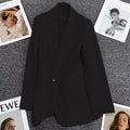 Women's Coffee Blazers 2025 Spring Autumn Fashion Trendy Single Button Notched Collar Outerwear Casual All-Match Suit Jackets