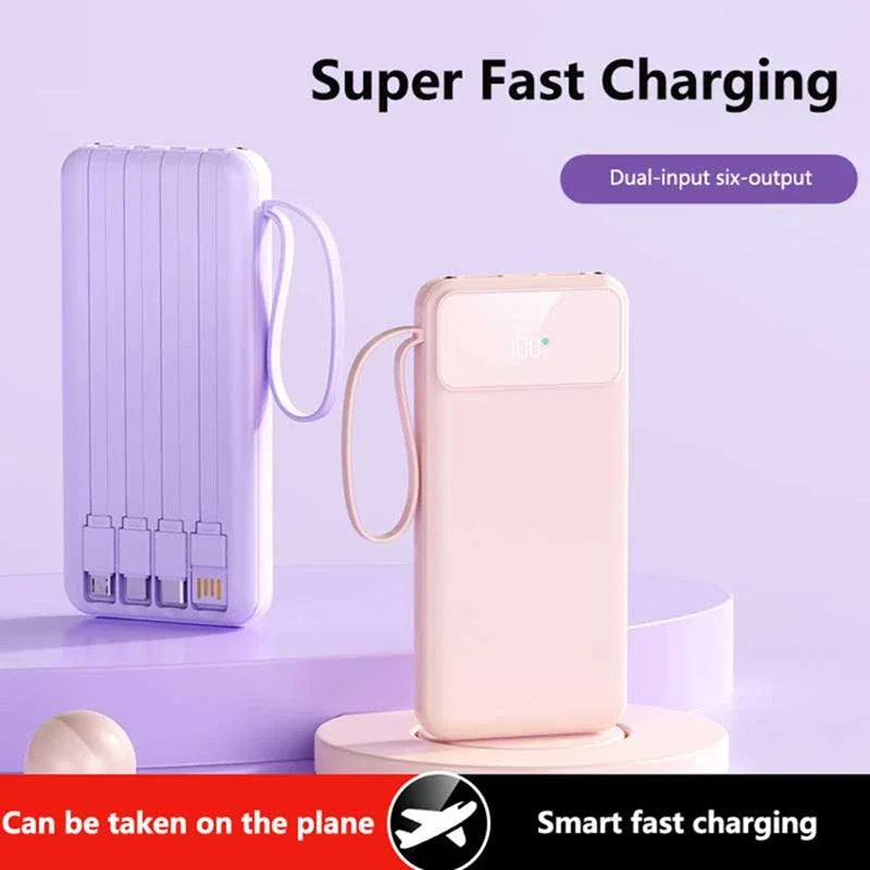50000mAh 4in1 Power Bank With Built-in Cable Large-capacity Compact And Portable Power Bank for Xiaomi iPhone 17Promax Huawei