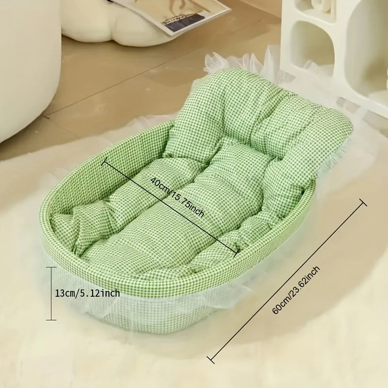 Pet Sofa Bed All Season Comfortable Nest Ruffled Princess Design Hair Resistant Soft Cats Small Dogs Available Various Colors