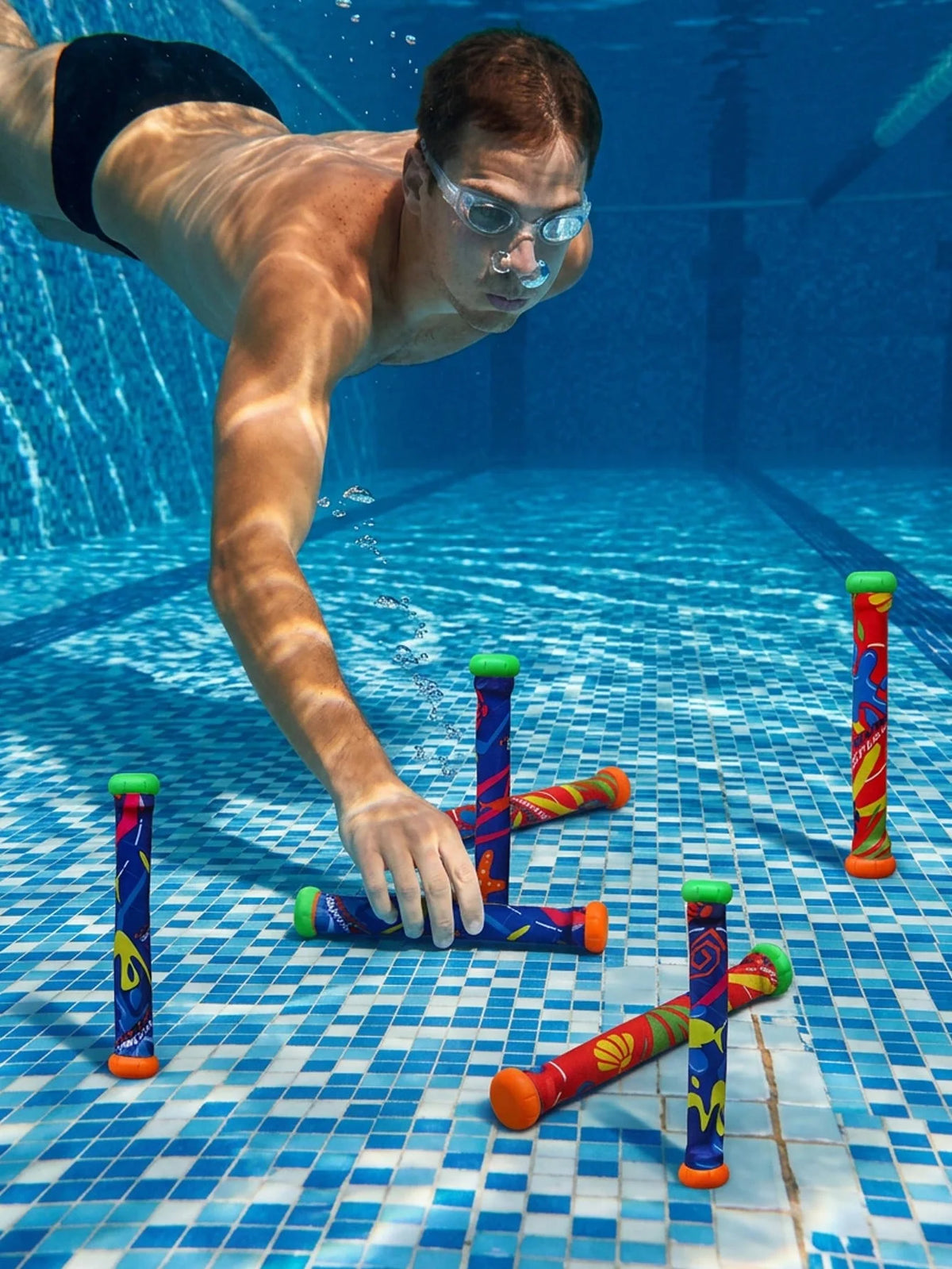 Pvc Swimming Pool and Water Play Accessories, Adult Party Games, Diving Sticks, Summer Pool Diving Toys (Random Colors), Educational Throwing Toys, Outdoor Pool Gifts, Swimming Gear, Suitable for Beach, Pool, and Bathroom.