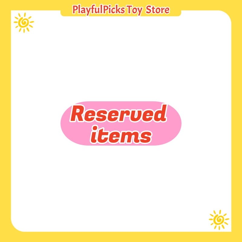 Pink oval label with red text reserved items on a bjd replacement accessories support service product.