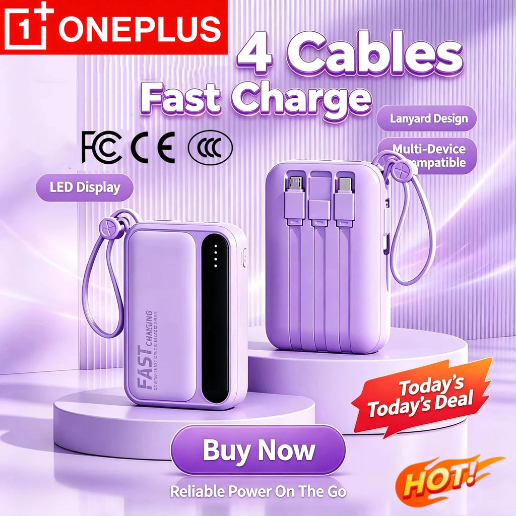 OnePlus 30000mAh Power Bank BuiIt in 4 Lines Super Fast Charging Large Capacity Portable External Battery for All Phones Android
