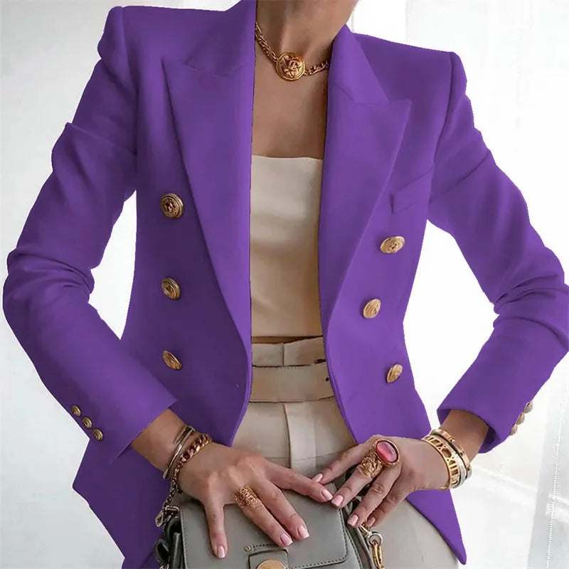 Women's European American Fashion Blazer Spring Autumn Elegant Temperament Ladies Suit Coat Professional Lady Short Outerwear