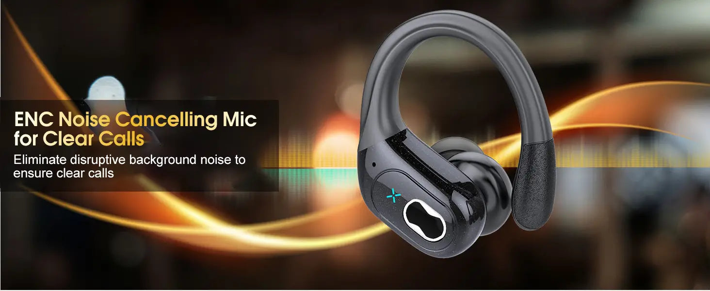 Écouteurs sans fil supra-auriculaires noirs avec boîtier de charge, présentant un design courbé élégant et une prise texturée sur l’arceau pour un maintien sûr et un port confortable.