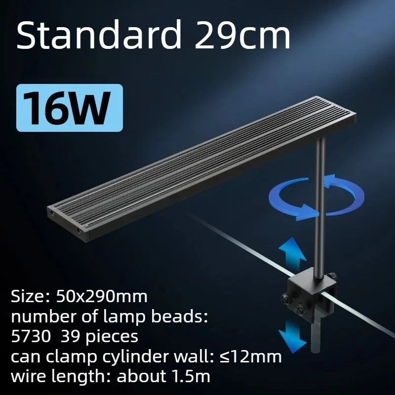 LED Aquarium Lamp Full Spectrum Aluminum Alloy Rotatable Fish Tank Light Aquatic Plants Clip-on Aquatic Lamps Fishbowl Lighting