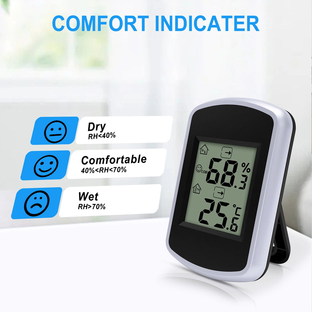 Digital Thermometer Smart Humidity Temperature Gauge Color Comfort Alert Trend Arrows Battery Powered Hygrometer for Home