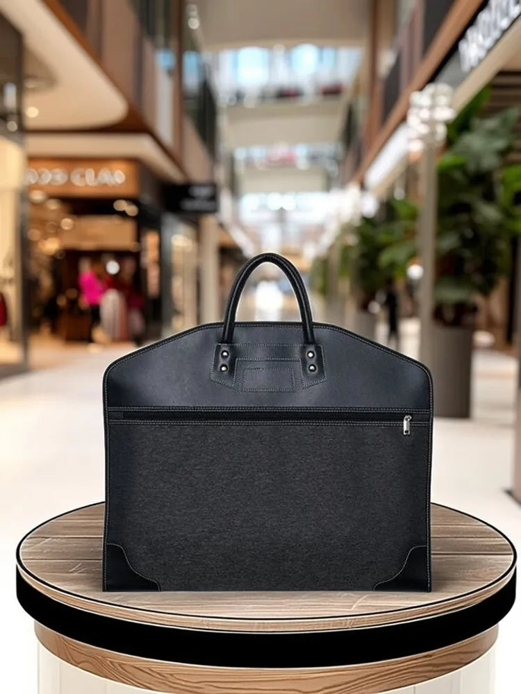 Leather Suit Garment Bag for Travel, Waterproof Dustproof Cover, Lightweight Foldable Business Suit Carrier for Air Travel