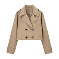 Brown Trench Coat Woman Long Sleeve Urban Solid Cropped Women's Trench Coat Casual Classic 2025 Trend Jackets Outerwears