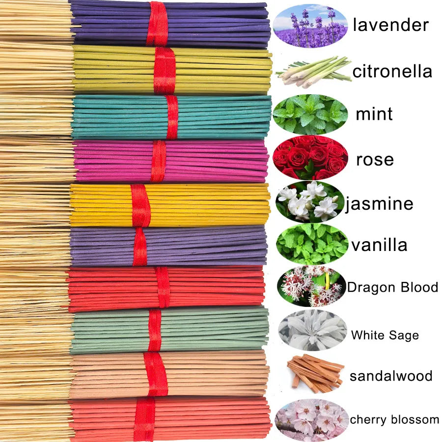 7 Sets of 140 Incense Sticks, Available in Four Seasonal Sets: Rose, Lavender, Sandalwood, Jasmine, Mint, Cherry Blossom, Herbal, and Dragon Blood Wood, with 20 Sticks in Each Pack, Suitable for Home Use, Office, Yoga, Medita