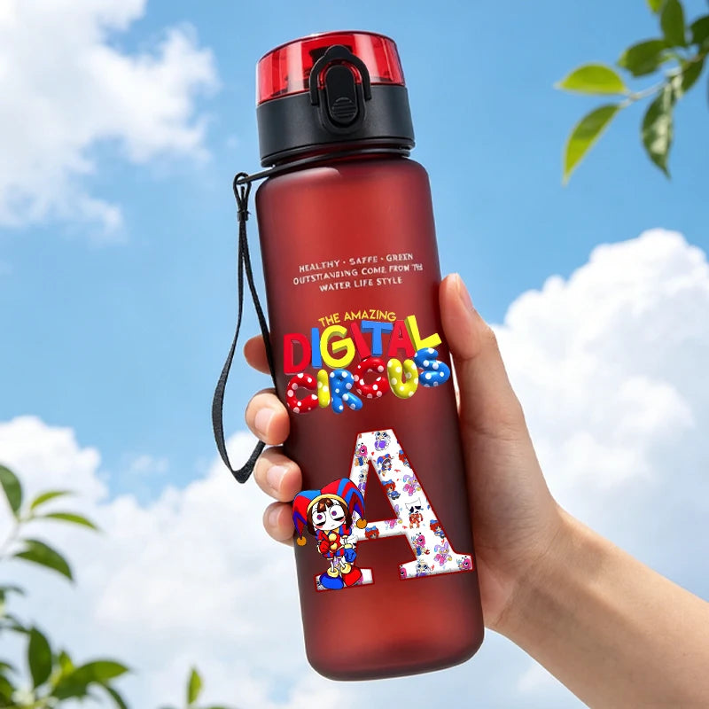 The Amazing Digitals Circus Water Bottle with Straw 650ml Kids Kawaii Letter A-Z Cup Girls Boys Outdoor Sports Mug Children Gift