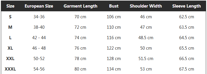 La imagen muestra una tabla de tallas de un suéter tipo hoodie de punto trenzado (herringbone) para hombre, de color cálido y de uso casual, con medidas para mujeres en centímetros, en tallas de S a XXXL.