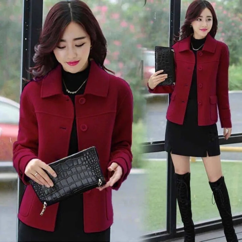 Women's Wool & Blends Coat Half Short Yellow Plain Ladies Jackets Medium Novelty Winter Clothes 2025 on Sale Casual Fashion Hot