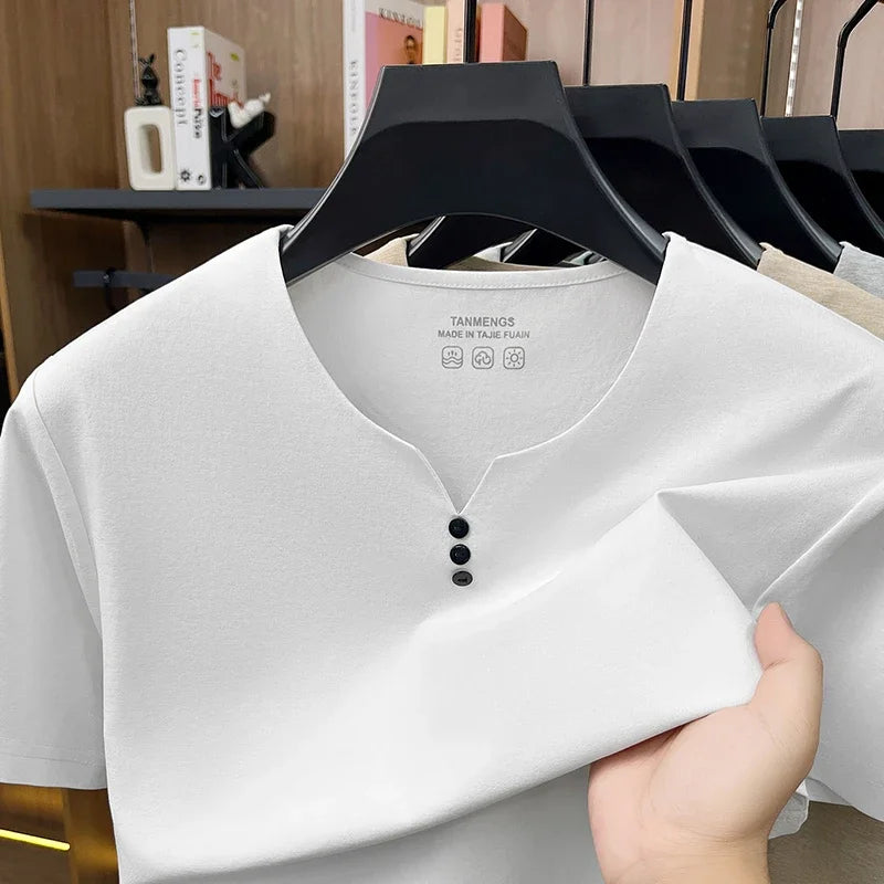 Mens Henley Neck T Shirts Short Sleeve Casual Soft Breathable Comfortable Fashion Tops for Men Daily Wear Summer Streetwear