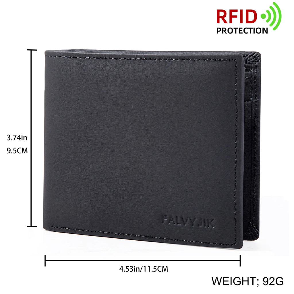 Men's Leather Wallet RFID Cowhide Genuine Leather Wallet Multi-Function Credit Card Holder