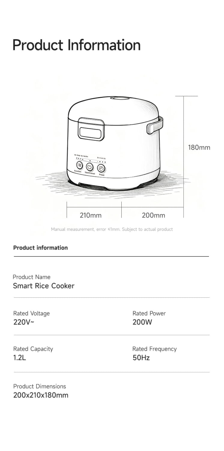 Zemkon 1,2-l Smart-Elektro-Reiskocher in weißer Keramik mit elegantem, abgerundetem Design und vorderen Bedientasten für effizientes Garen.