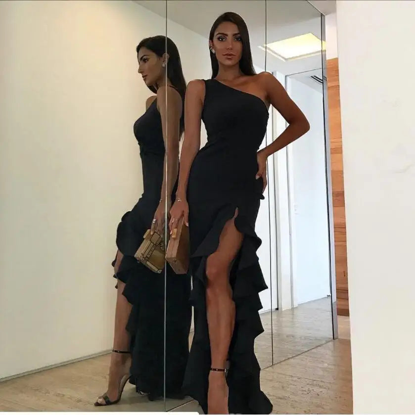 Elegant Red Evening Gown Women's New Style High Waist Cotton Ball Skirt Long Dress for Banquet Party Queen Atmosphere Fish Tail
