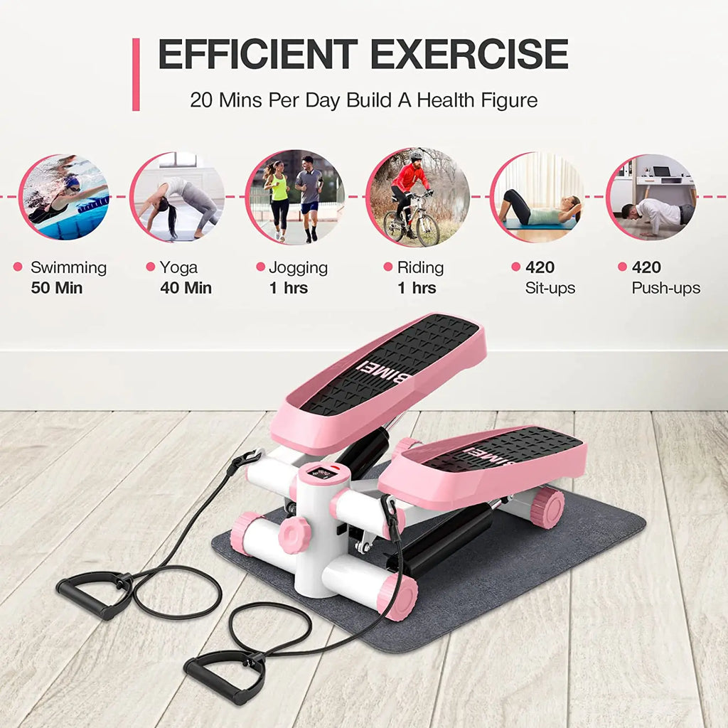 Portable Home Gym Mini Fitness Stepper Exercise Machine With LCD Display And Resistance Band Workout Program
