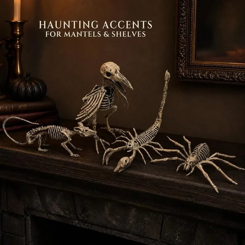 Halloween Animal Skeletons Plastic Skeleton Crow Mat Decorations for Yard Garden Lawn Graveyard Halloween Party Favors