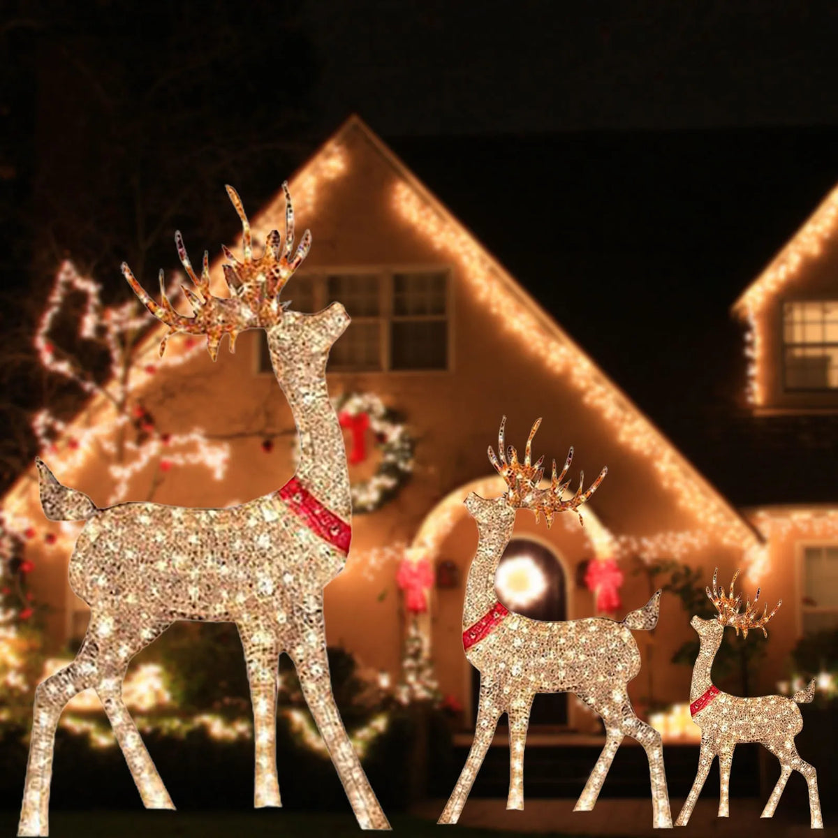 Christmas Lighted Deer Decoration Light Led Reindeer Elk Luminous Sculptures Garden Lawn Outdoor Yard Christmas Drop Ornaments