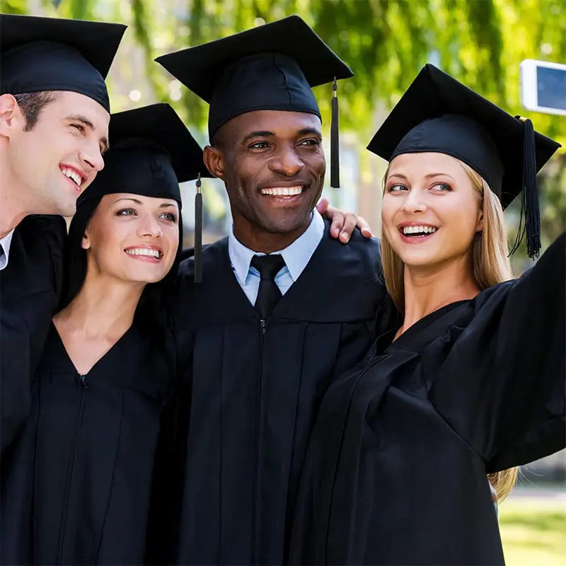black adult graduation cap with tassel made of high-quality fabric designed for the class of 2025