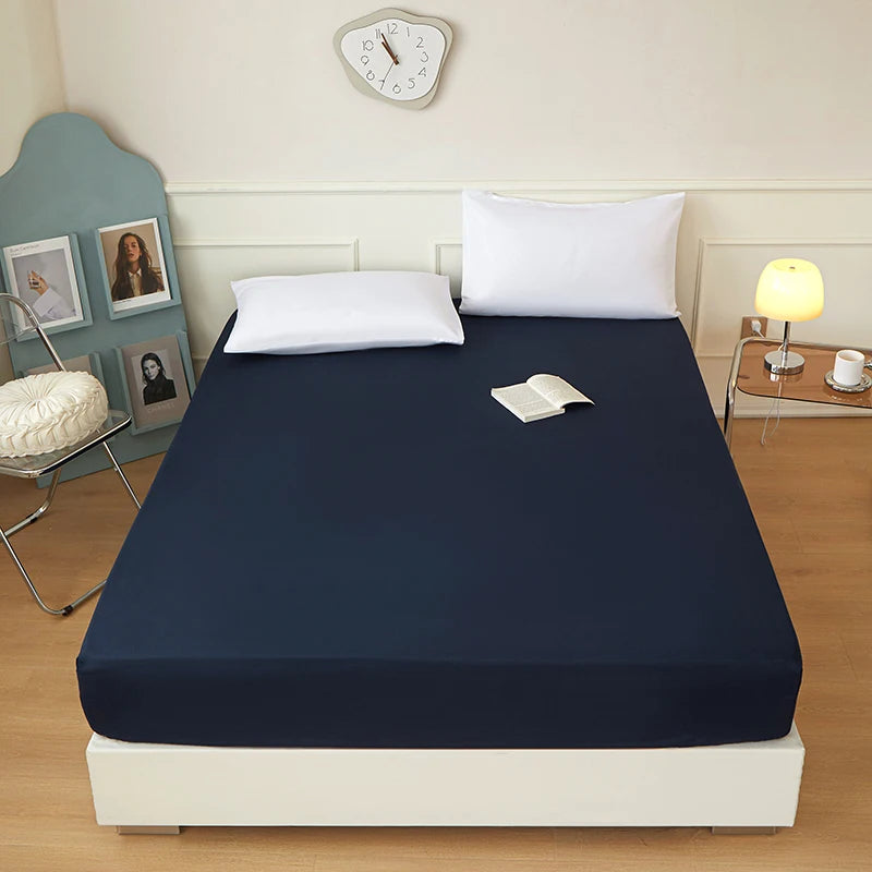 1 piece of solid color bed sheet for bedroom 100%Polyeste Elastic Band Around bedding Fitted Sheet Only (excluding pillowcases)