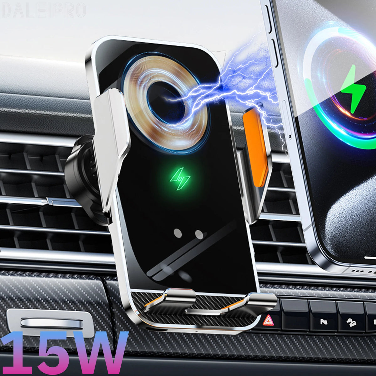 Car Wireless Charging Phone Holder Smart Sensing Fast Wireless Charger Phone Mounts 360° Rotation Inductive automatic clamping