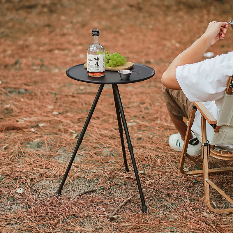 Outdoor Aluminum Alloy Folding Table Lightweight Coffee Table Portable Picnic Camping Table Adjustable Small Round Table