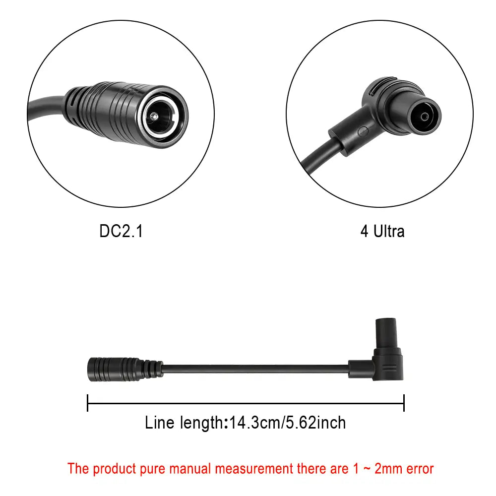 Cable adaptador de alimentación dc negro con conectores rectos y angulados y una longitud de línea de 14,3 cm para la carga del dispositivo compatible con el cable adaptador del puerto de carga Xiaomi 4 Ultra.