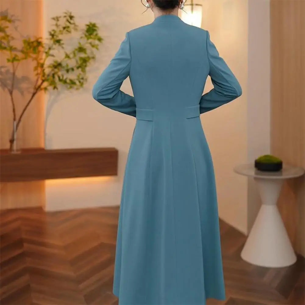 Autumn Winter Womens Suits 2 Piece Set Formal Long Blazers Jacket Long Sleeve A-Line Dress Set for Wedding Party