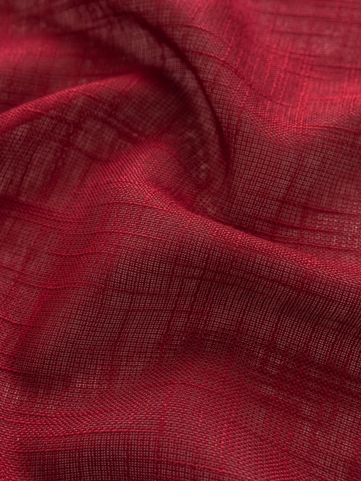 Red Linen Curtains for Living Room Semi Sheer Window Drapes Textured with Grommet for Privacy Christmas Bedroom Decor
