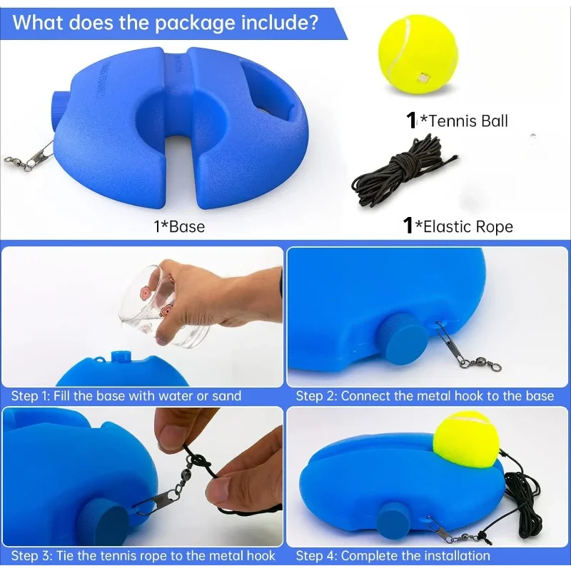 Tennis Trainer Rebound Ball Solo Training Equipment Portable Tennis Rebounder Kit with 1 String Ball for Beginners Exercise