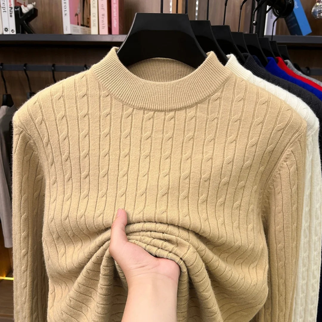 Men's Long Sleeve Cable Knit Sweater Crewneck Pullover Casual Warm Autumn Sweatshirts Knitwear Jumpers Tshirt for Men Streetwear