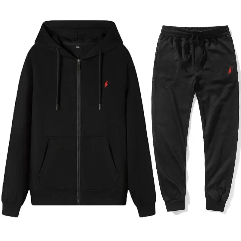 Men's Classic Hoodies and Sport Pants for Autumn and Winter, Suitable for Casual Fitness, Warmth and Casual Sportswear Sets in A